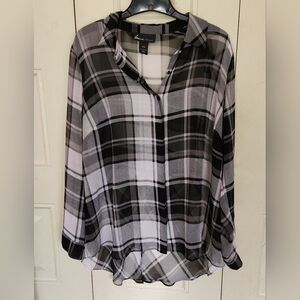 Lane Bryant Black and White Plaid Women's Top